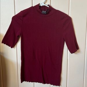 GAP Deep Red Ruffle Neck Top